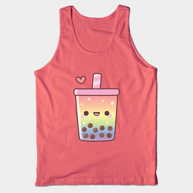 Rainbow Cute Boba Tea Doodle Tank Top by rustydoodle